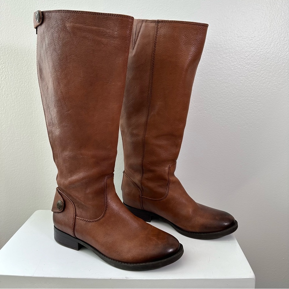 Arturo Chiang Brown Leather Knee High Boots Women 7MW Riding Boots - Picture 3 of 13